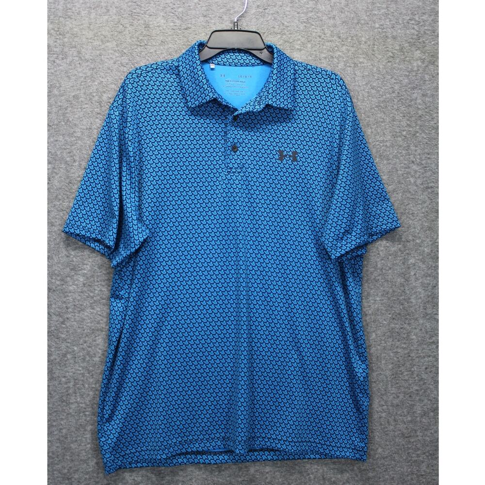 Under Armour Playoff 3.0 Printed Men's Large Blue Short Sleeve Golf Polo Shirt